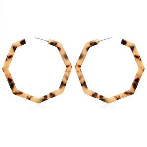 Tortoise Shell Resin Hoop Earrings